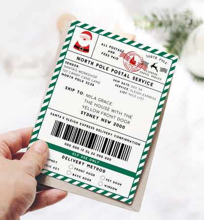 Printable Santa Mail North Pole Shipping Label Sticker, Christmas Special Delivery Shipping Label Template, Christmas Santa Gift Tag