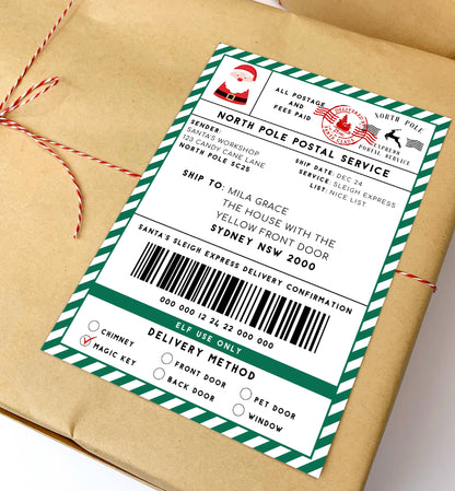 Printable Santa Mail North Pole Shipping Label Sticker, Christmas Special Delivery Shipping Label Template, Christmas Santa Gift Tag