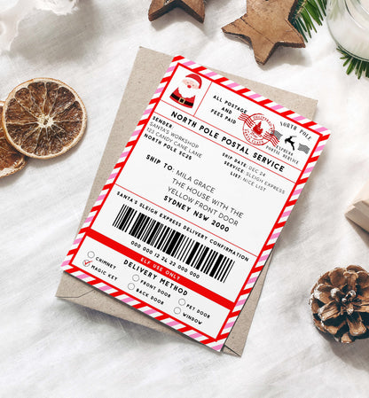 Printable Santa Mail North Pole Shipping Label Sticker, Christmas Special Delivery Shipping Label Template, Christmas Santa Gift Tag