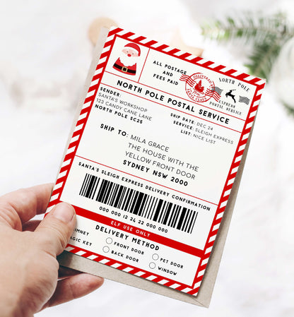 Printable Santa Mail North Pole Shipping Label Sticker, Christmas Special Delivery Shipping Label Template, Christmas Santa Gift Tag