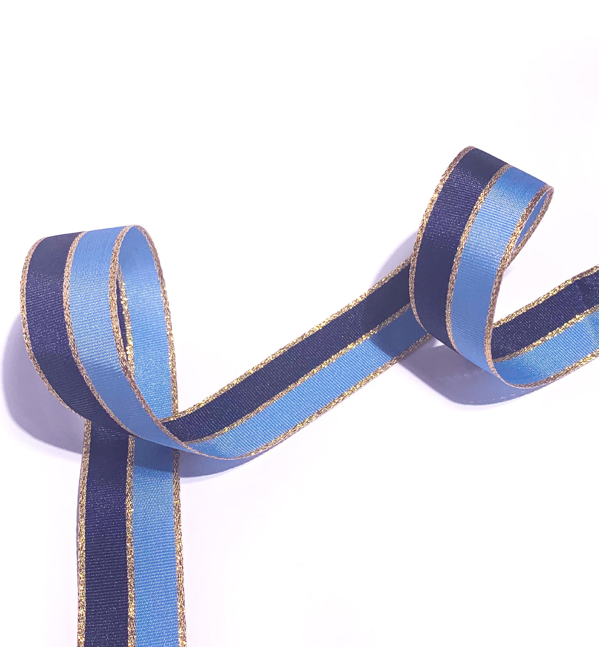 25mm wide Navy Blue Gold Striped Ribbon – Black Bow Studio