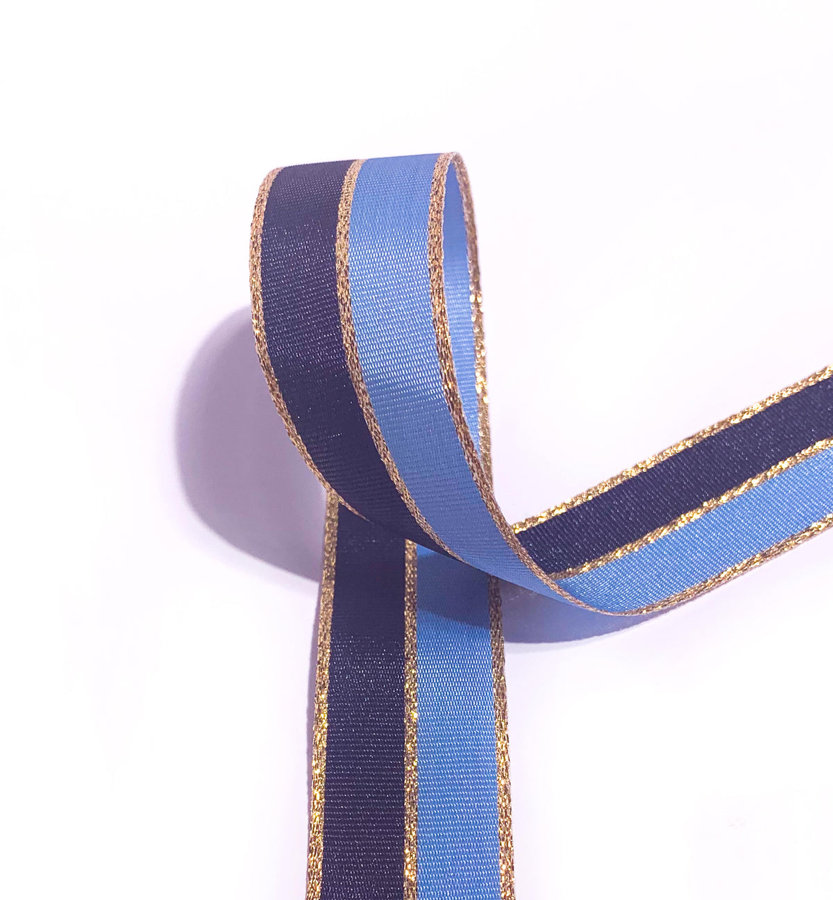 25mm wide Navy Blue Gold Striped Ribbon – Black Bow Studio