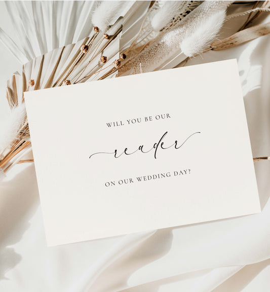 Will You Be Our Reader Card, Wedding Reader Proposal Card, Minimalist Wedding Card, Wedding Proposal Card, Off White Ivory, Ellesmere