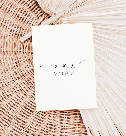 Our Vows Booklet, Minimalist Wedding Vows Card, Gender Neutral Wedding Vows Card Template, Wedding Ceremony Card, Off White Ivory, Ellesmere
