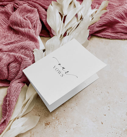 Our Vows Booklet, Minimalist Wedding Vows Card, Gender Neutral Wedding Vows Card Template, Wedding Ceremony Card, Off White Ivory, Ellesmere