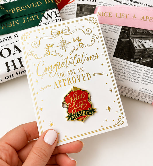 Red Nice List Member Christmas Badge Enamel Pin