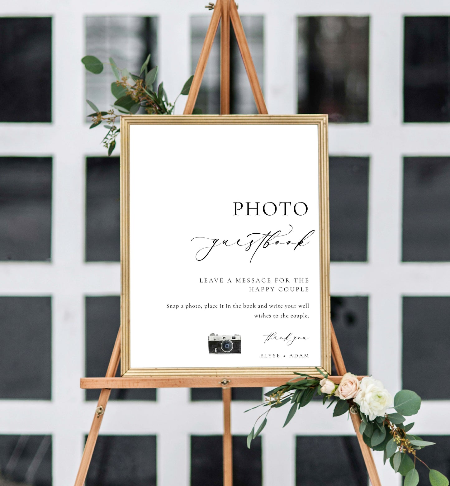 Ellesmere White | Printable Photo Guestbook Sign Template