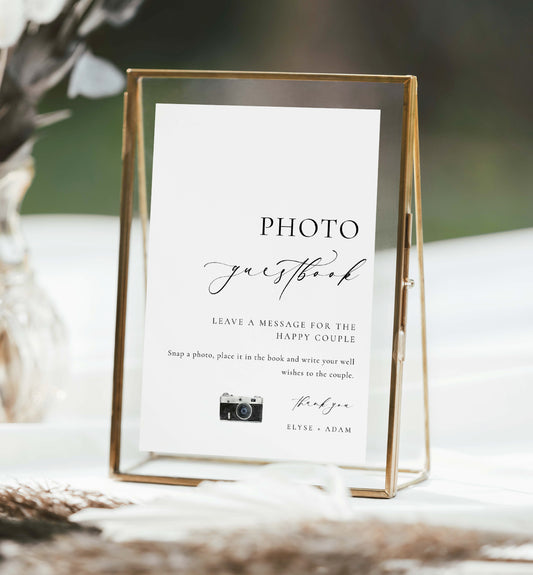 Ellesmere White | Printable Photo Guestbook Sign Template