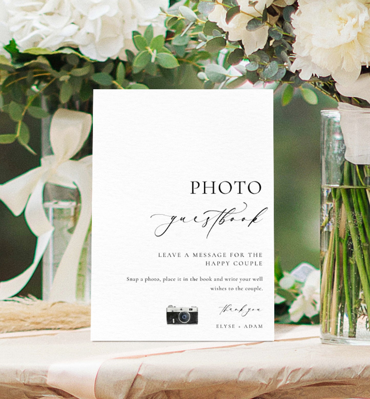 Ellesmere White | Printable Photo Guestbook Sign Template