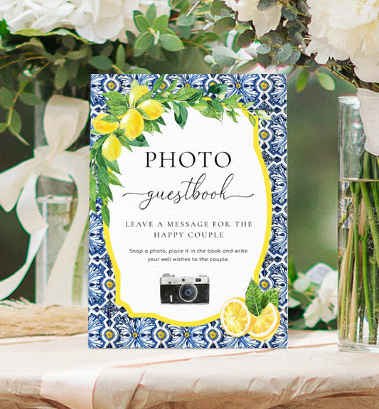 Positano Lemons | Printable Photo Guestbook Sign Template