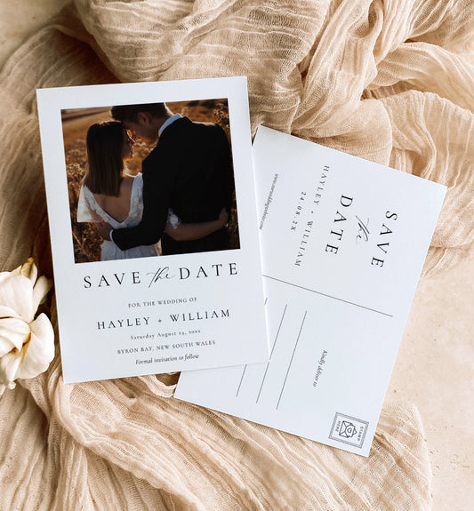 Photo Save The Date Postcard, Printable Modern Minimalist Wedding Save The Date Template, Minimalist Wedding Announcement, Ellesmere