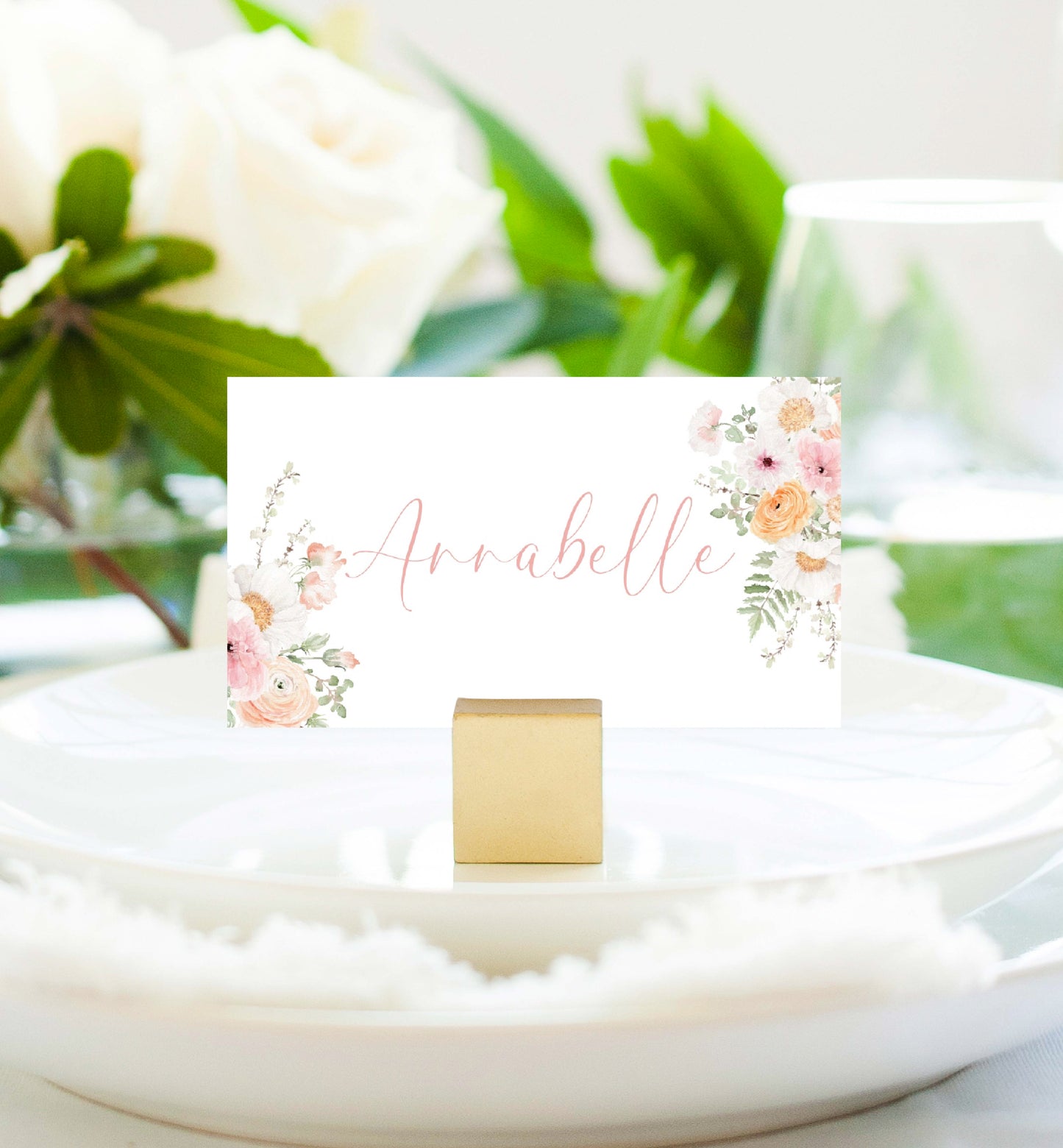 Printable Place Card Template, Spring Wildflower, Bridal Shower Place Cards, Baby Shower Place Cards, Editable Wedding Place Cards, Millie