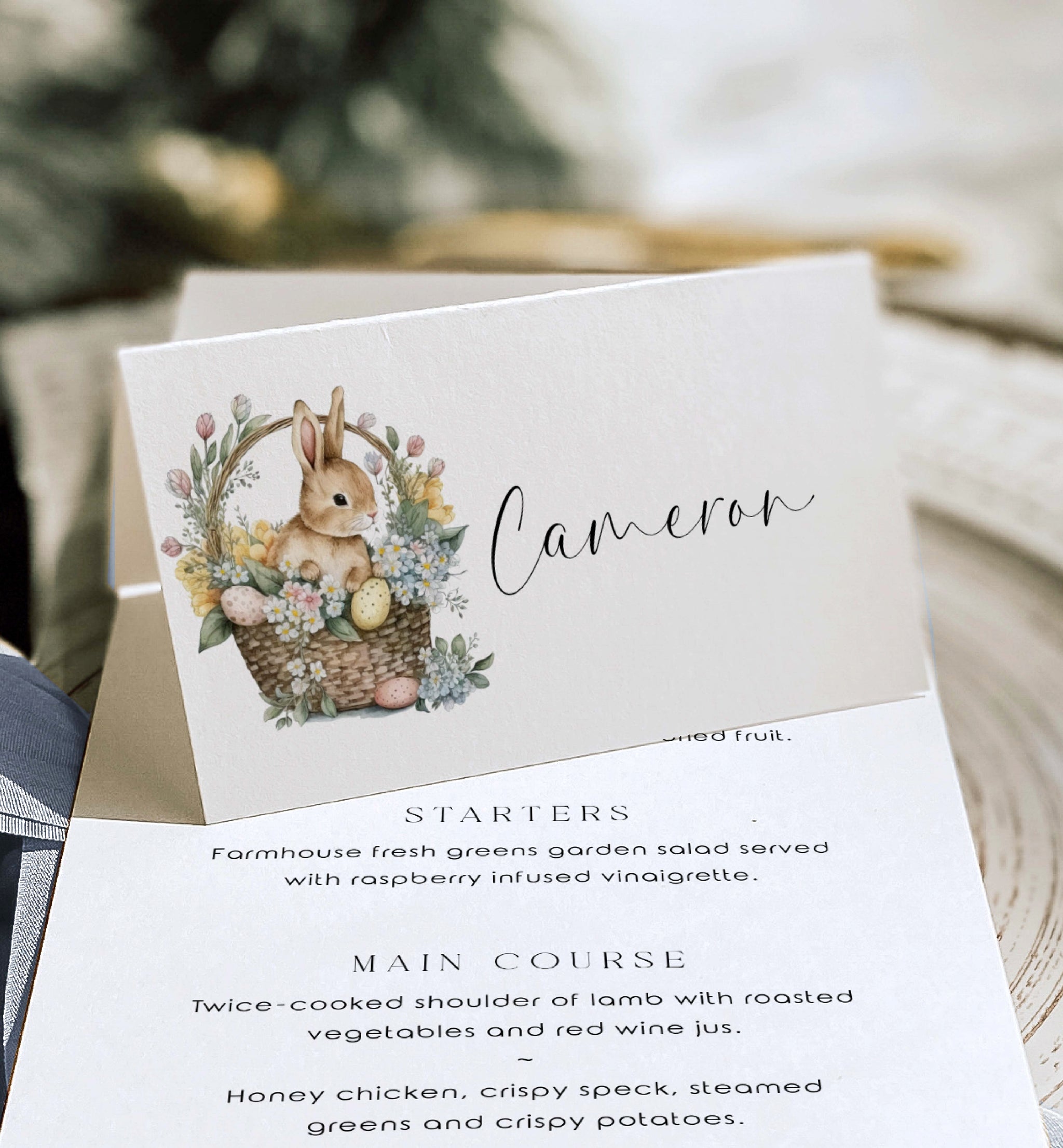Easter White | Printable Place Cards Template – Black Bow Studio
