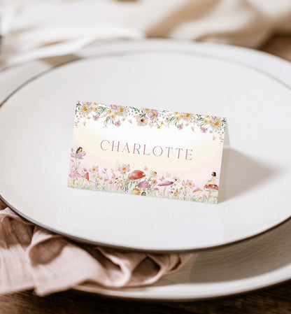 Fairy Party Printable Place Card, Fairy Princess Birthday Tent Food Labels, Fairy Garden Tea Party, Flat and Tent Place Card Template