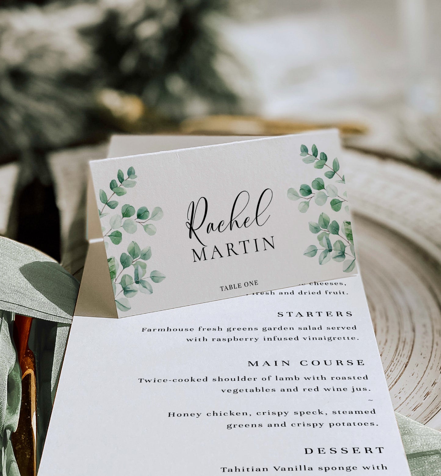 Ferras Greenery | Printable Place Cards Template