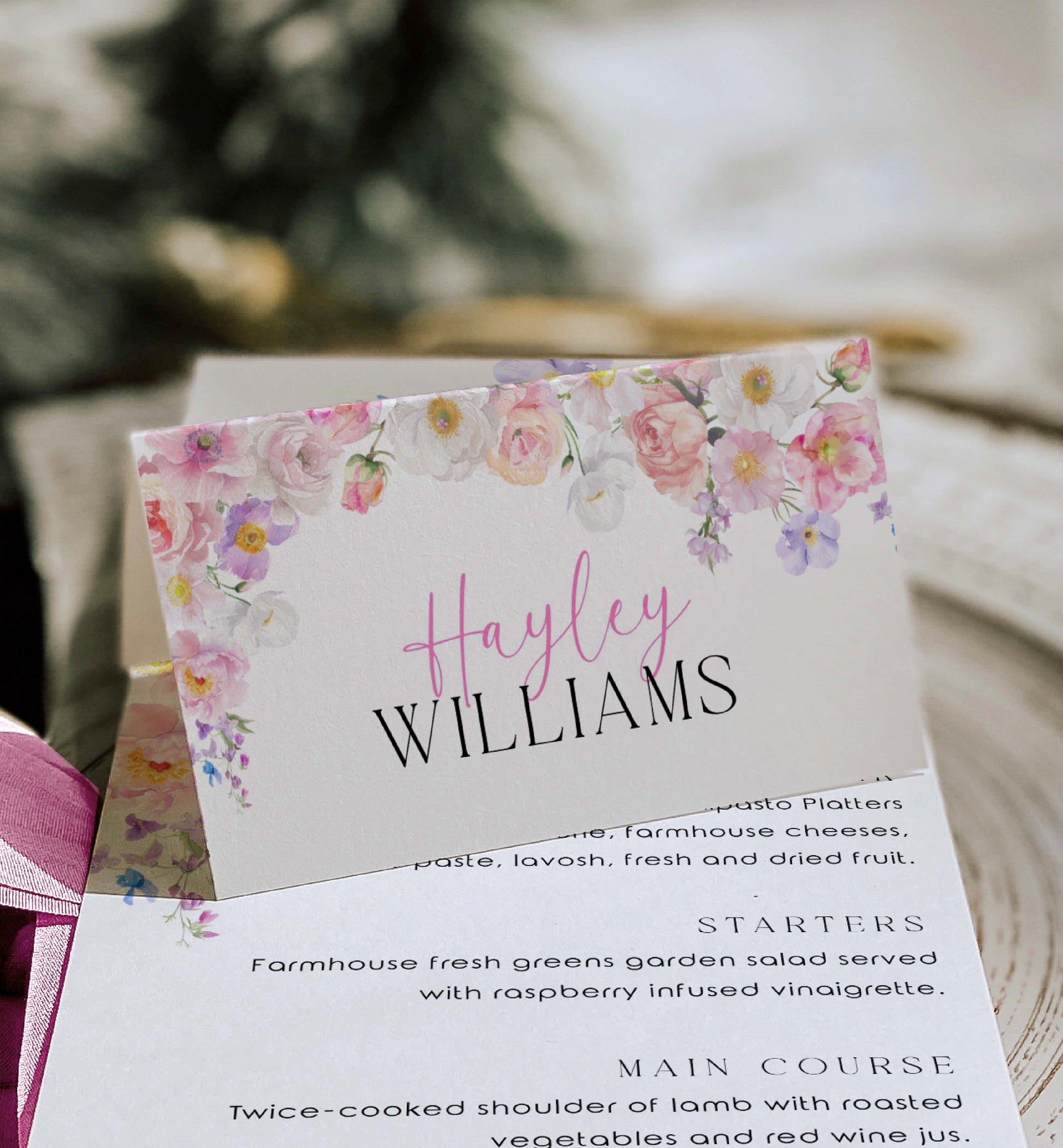 Wildflower Printable Place Card Template, Bridal Shower Place Cards, Baby Shower Place Cards, Editable Wedding Place Cards, Eloise
