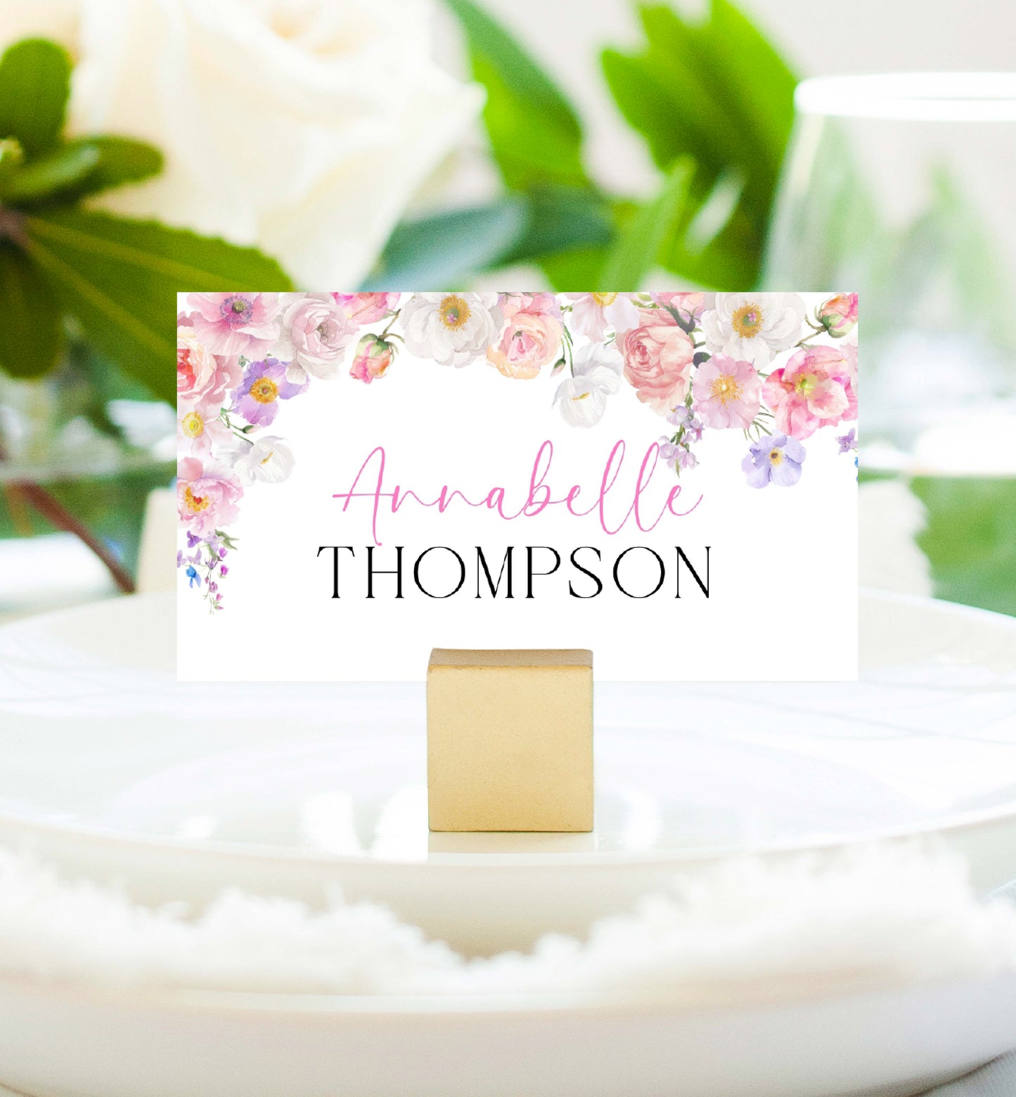 Wildflower Printable Place Card Template, Bridal Shower Place Cards, Baby Shower Place Cards, Editable Wedding Place Cards, Eloise