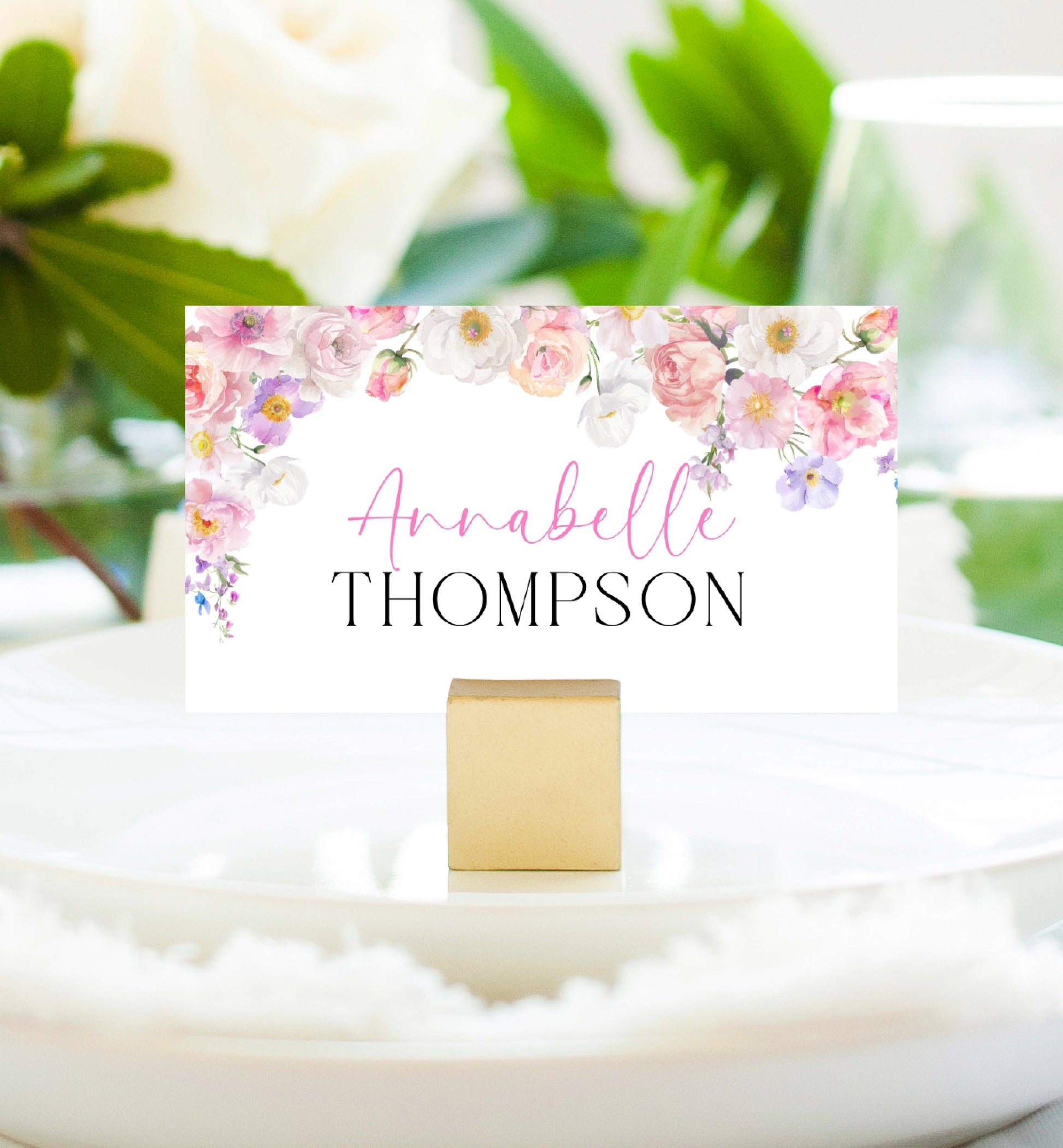 Wildflower Printable Place Card Template, Bridal Shower Place Cards, Baby Shower Place Cards, Editable Wedding Place Cards, Eloise