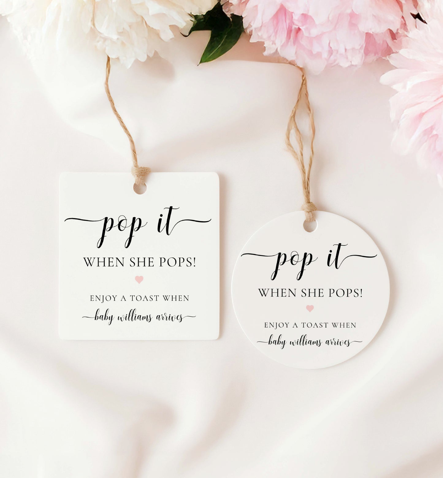 Pop It When She Pops Tag Template, Printable Baby Shower Mini Champagne Favor Tag, Baby Shower Pop It Favor Tag, Wine Bottle Label, Leyton