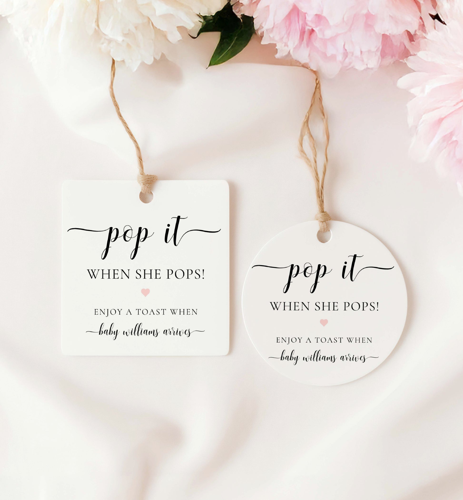 Pop It When She Pops Tag Template, Printable Baby Shower Mini Champagne Favor Tag, Baby Shower Pop It Favor Tag, Wine Bottle Label, Leyton