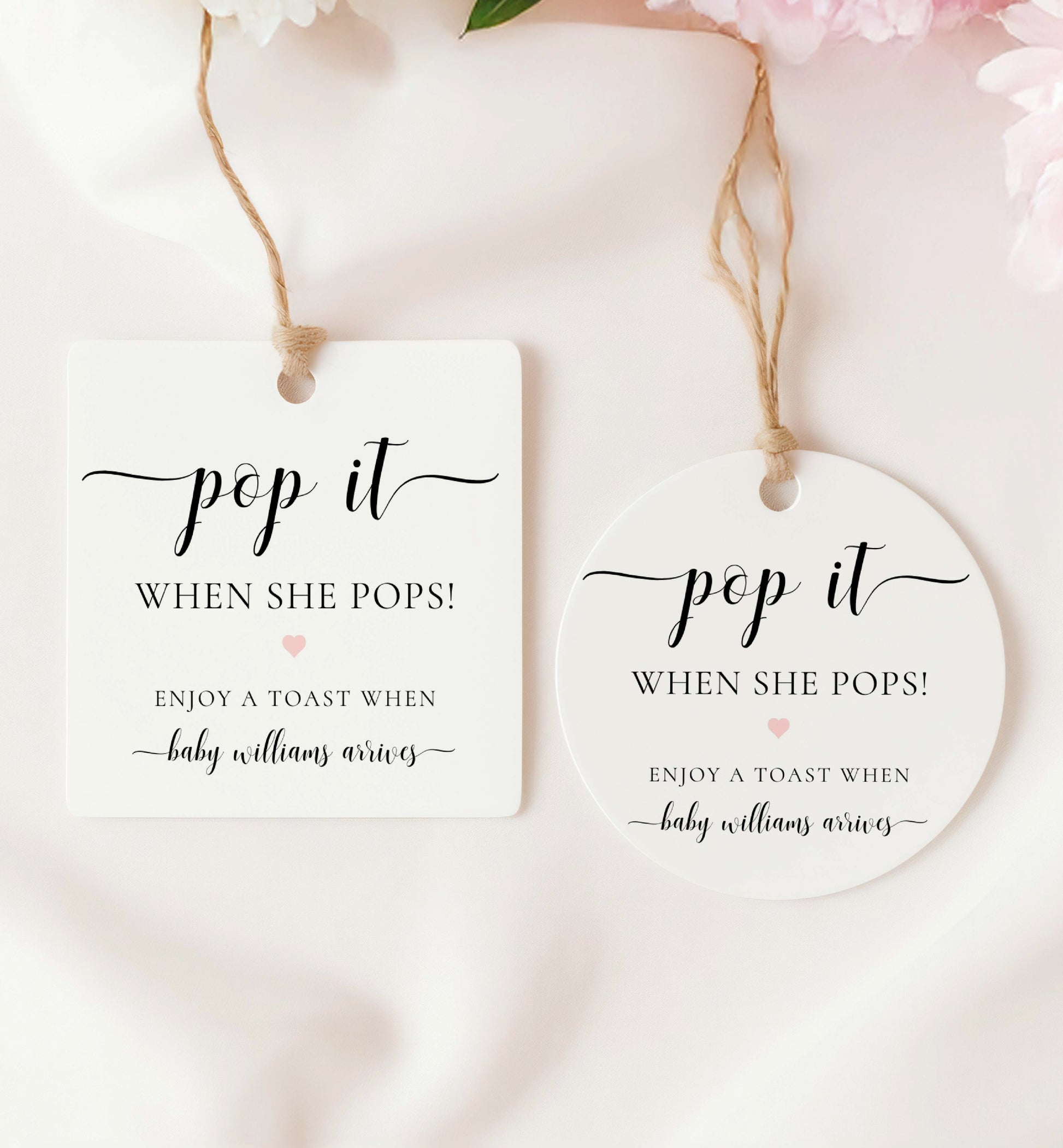 Pop It When She Pops Tag Template, Printable Baby Shower Mini Champagne Favor Tag, Baby Shower Pop It Favor Tag, Wine Bottle Label, Leyton