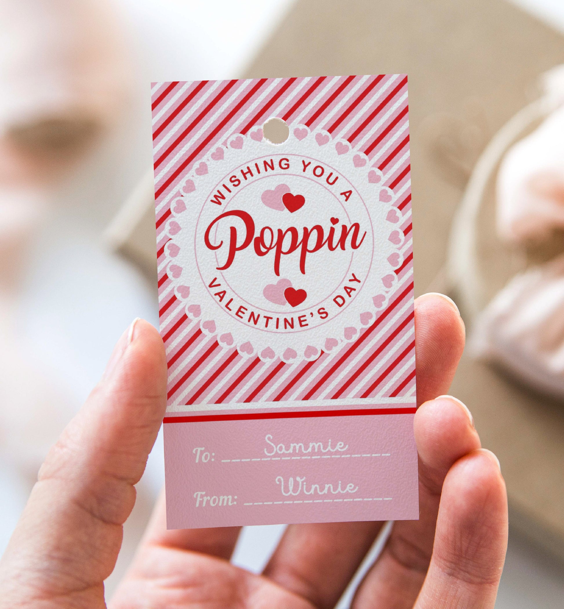 Poppin Valentine's Day Popcorn Tag, Valentine's Day Popcorn Gift Tag, Classroom Valentine Treat Tag, Friends Valentine Gift Tag