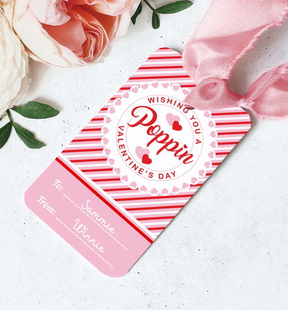 Poppin Valentine's Day Popcorn Tag, Valentine's Day Popcorn Gift Tag, Classroom Valentine Treat Tag, Friends Valentine Gift Tag