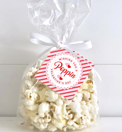 Poppin Valentine's Day Popcorn Tag, Valentine's Day Popcorn Gift Tag, Classroom Valentine Treat Tag, Friends Valentine Gift Tag