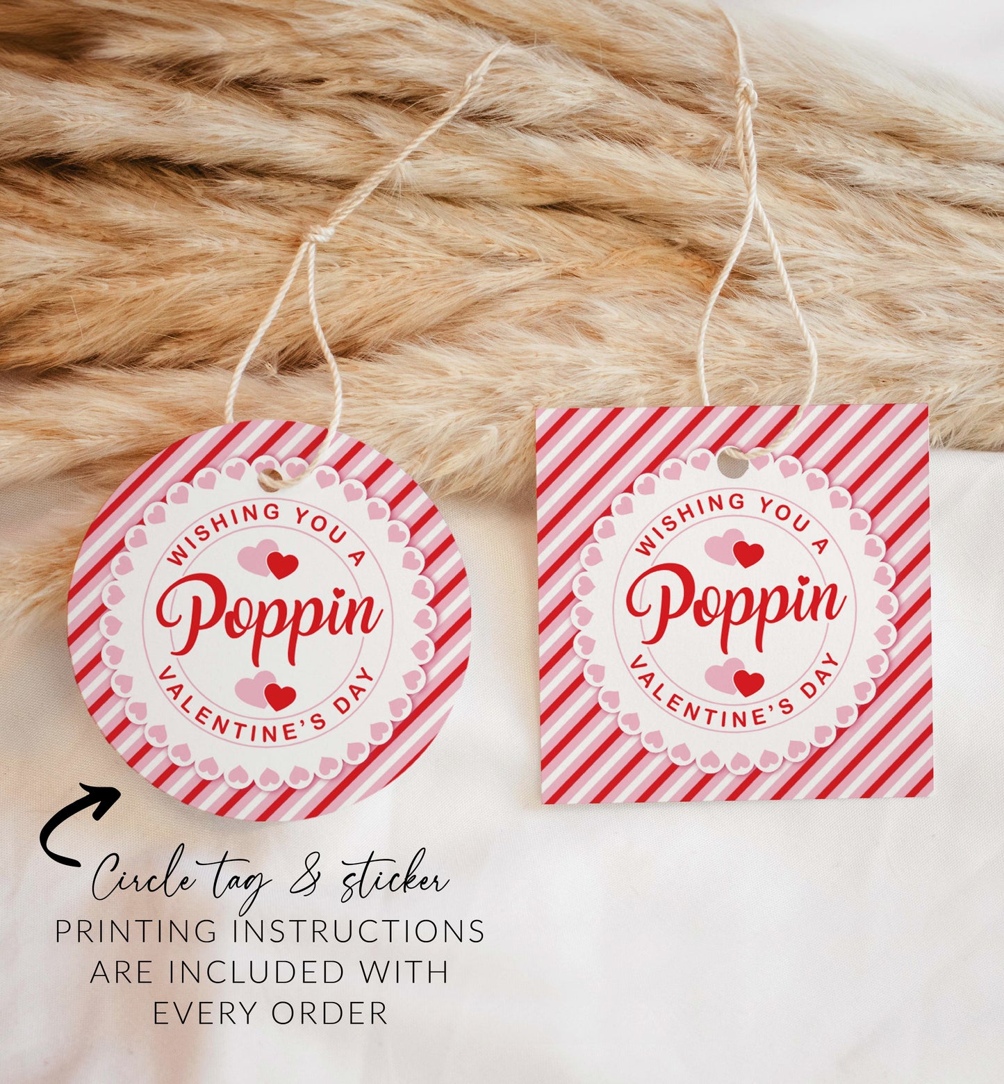 Poppin Valentine's Day Popcorn Tag, Valentine's Day Popcorn Gift Tag, Classroom Valentine Treat Tag, Friends Valentine Gift Tag