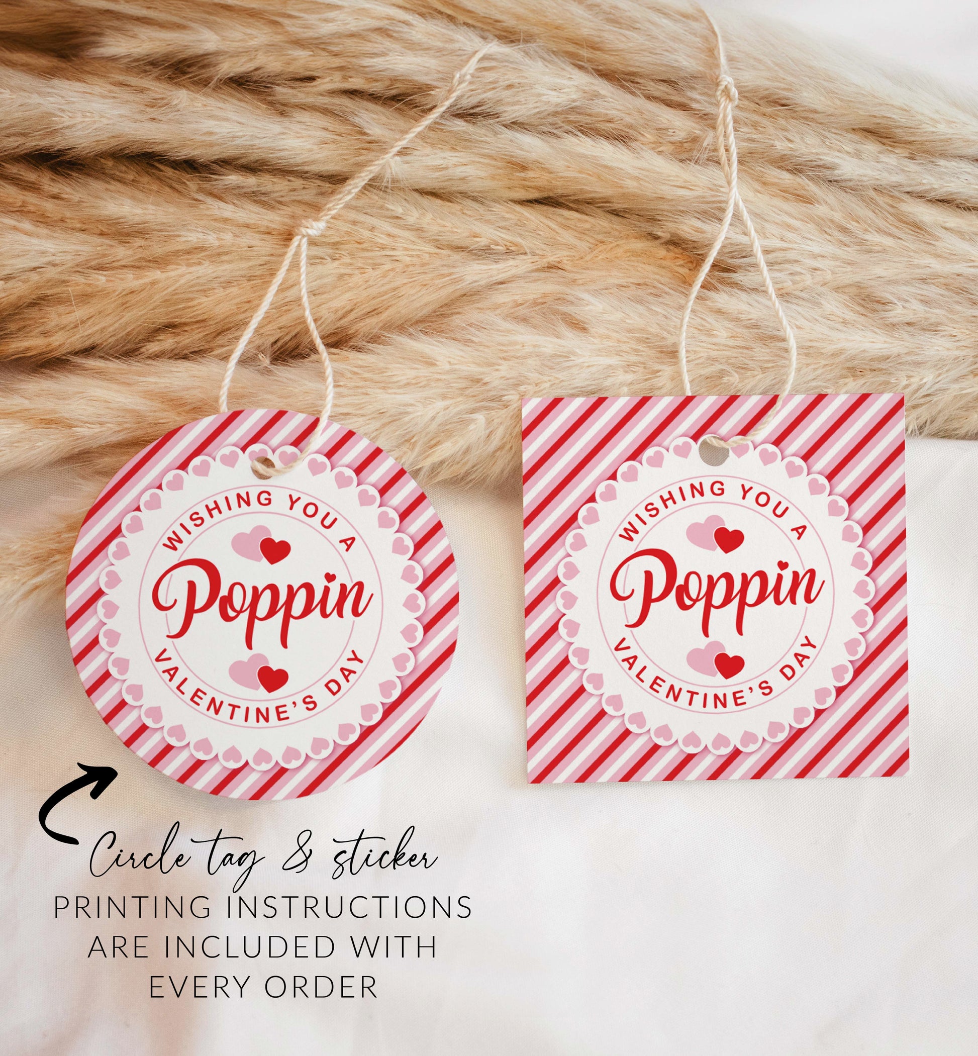 Poppin Valentine's Day Popcorn Tag, Valentine's Day Popcorn Gift Tag, Classroom Valentine Treat Tag, Friends Valentine Gift Tag