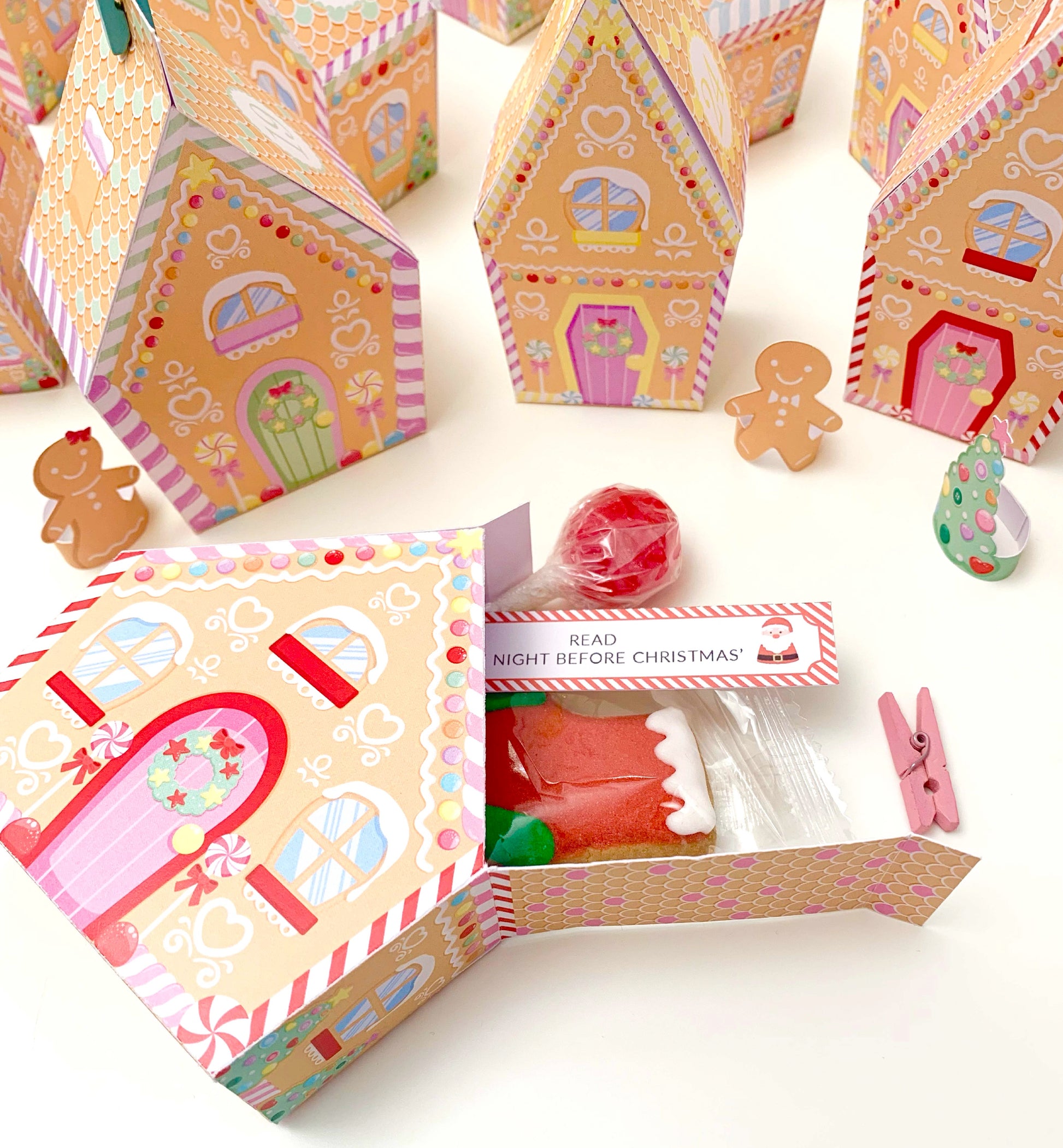 DIY Fill Your Own Gingerbread House Christmas Advent Calendar Template, Printable Christmas Advent Boxes, Christmas Craft Village Advent