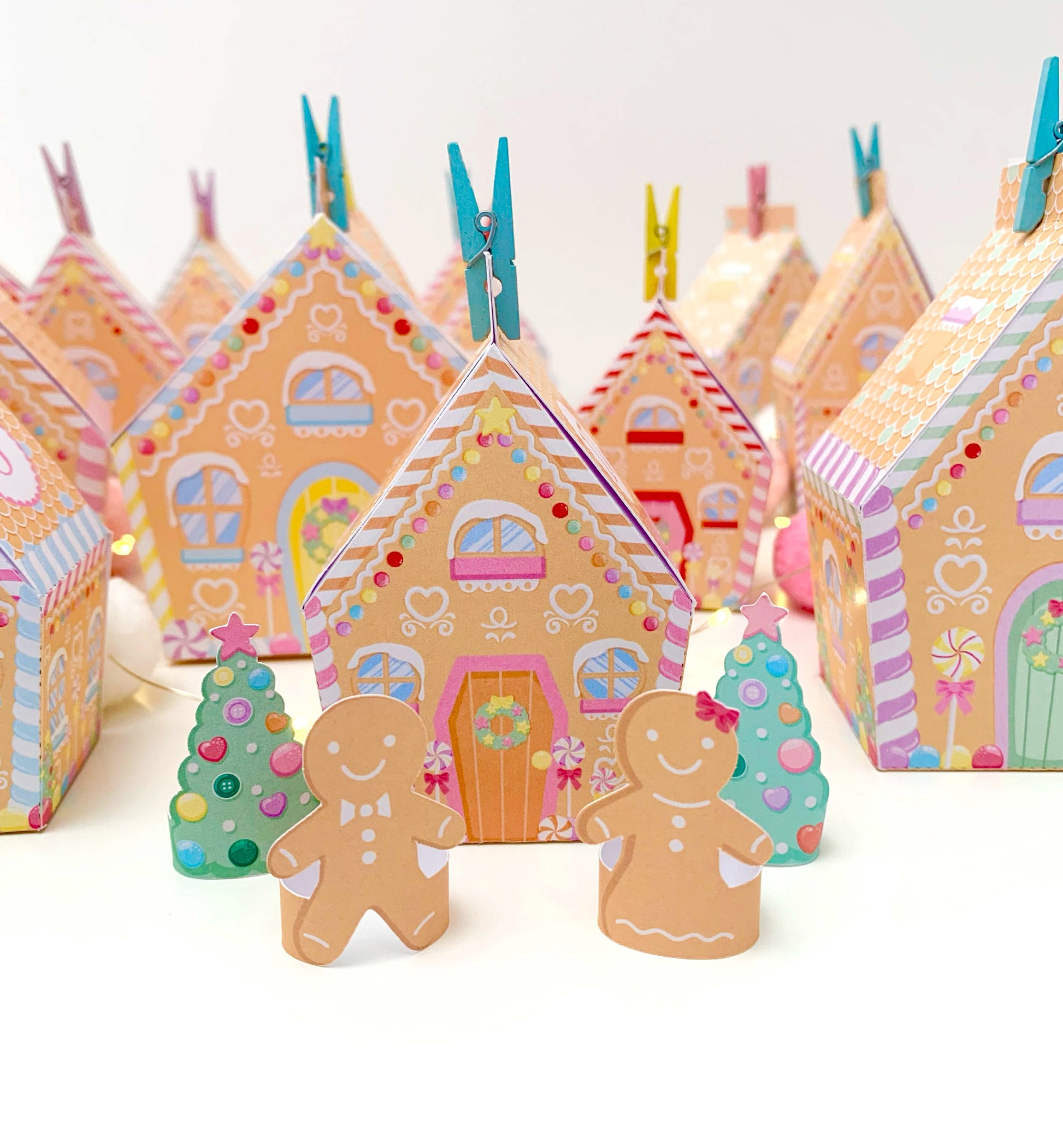 DIY Fill Your Own Gingerbread House Christmas Advent Calendar Template, Printable Christmas Advent Boxes, Christmas Craft Village Advent
