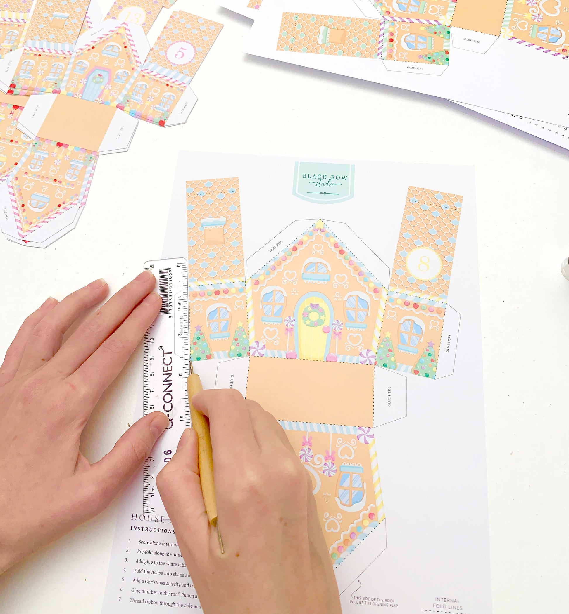 DIY Fill Your Own Gingerbread House Christmas Advent Calendar Template, Printable Christmas Advent Boxes, Christmas Craft Village Advent
