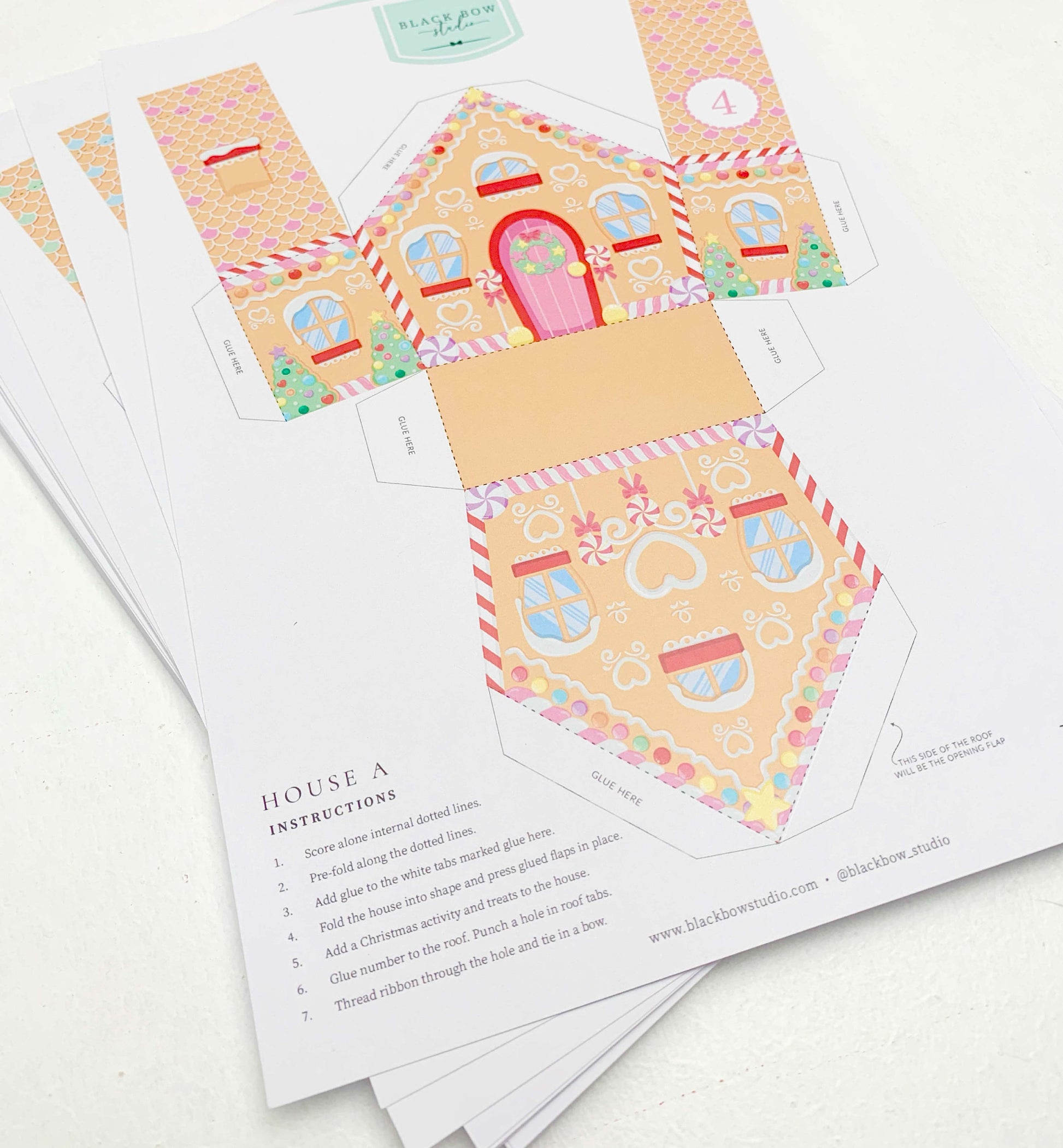 DIY Fill Your Own Gingerbread House Christmas Advent Calendar Template, Printable Christmas Advent Boxes, Christmas Craft Village Advent