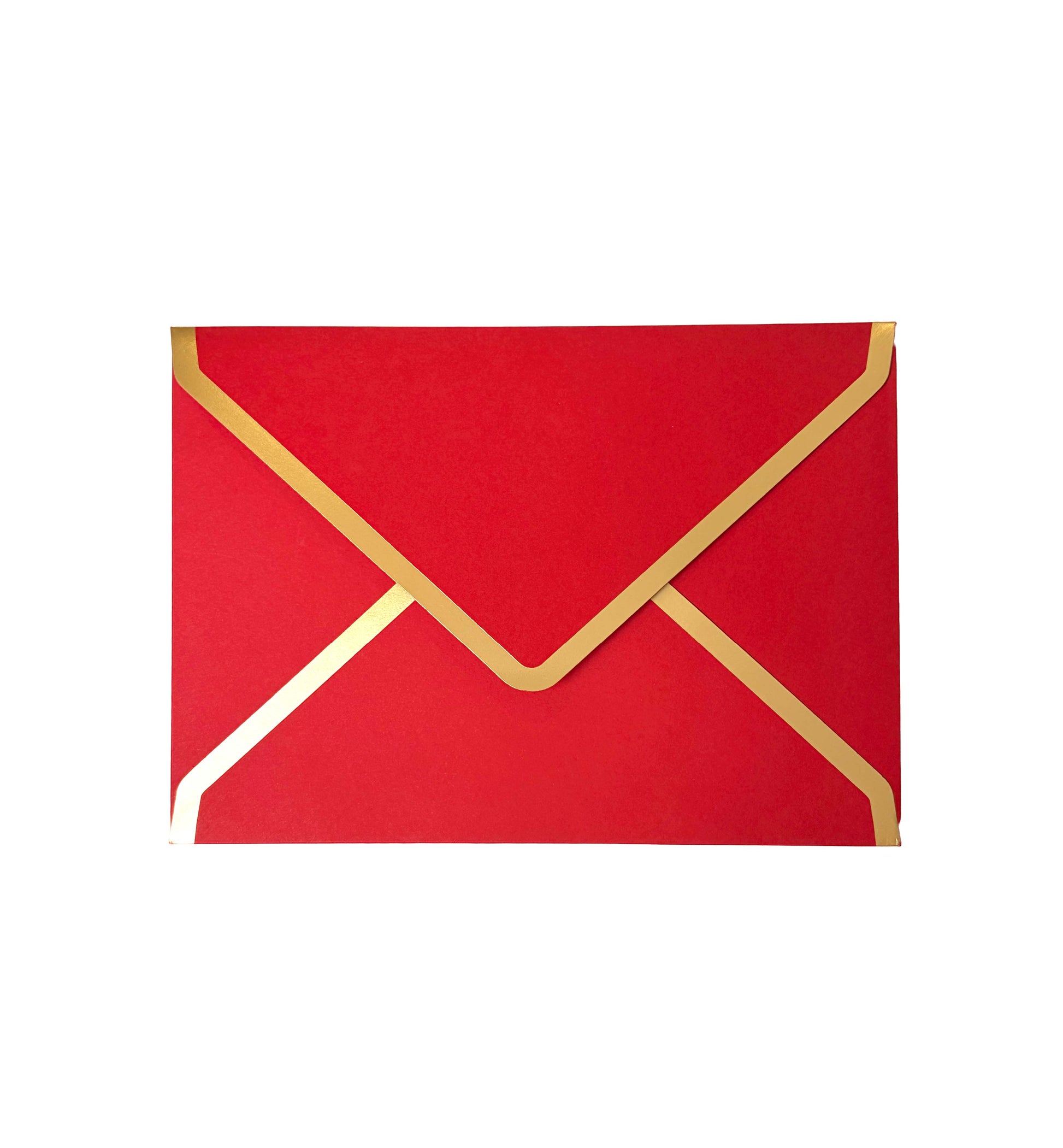 Red envelope with gold flap on a white background. Luxury Red and Gold Foil Envelopes, Size 5x7 (12.8cm x 17.9cm), Red Envelopes for Invitations, Christmas, Chinese Luna New Year Gift, Luna New Year Gift