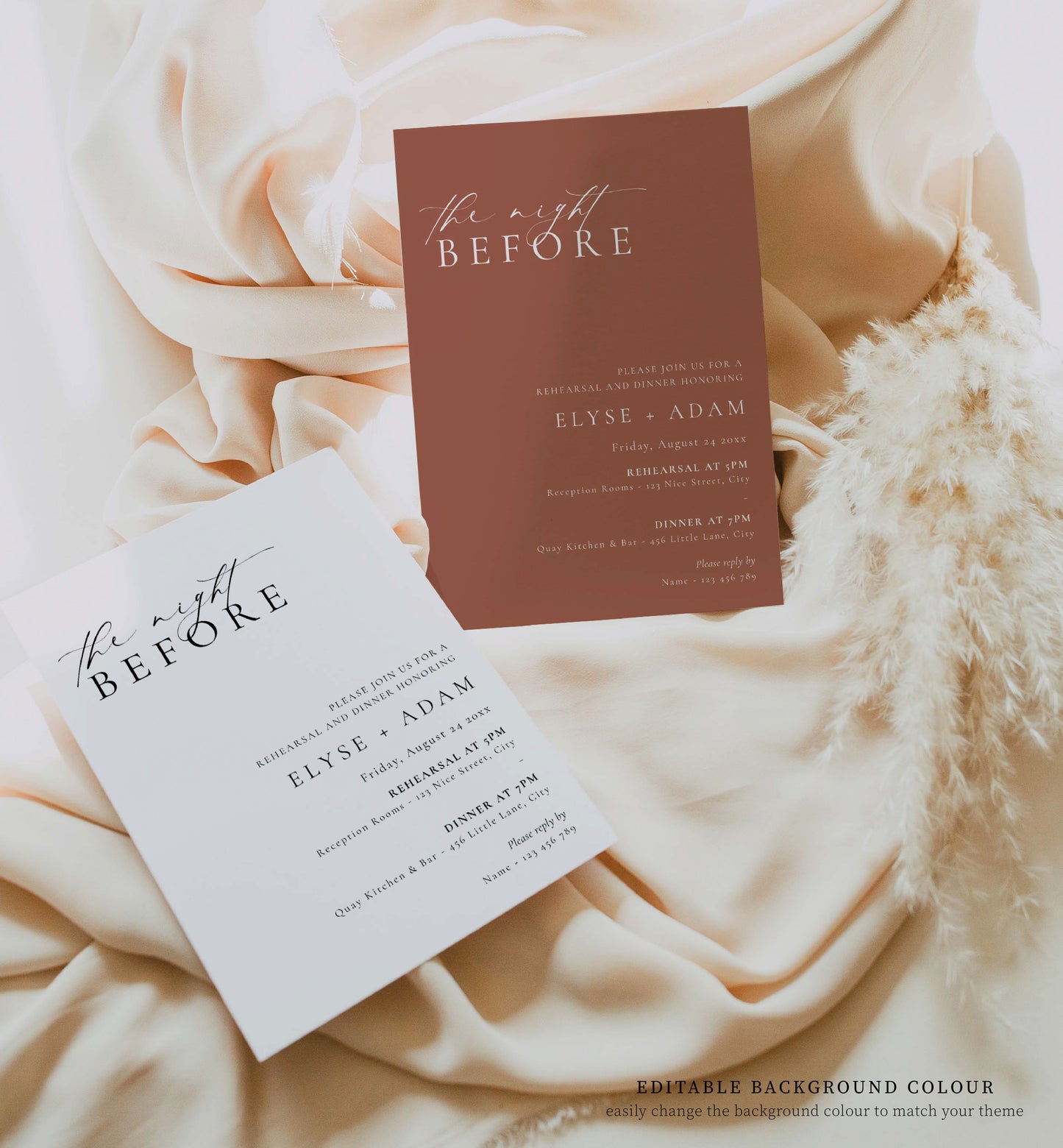 Ellesmere White | Printable Rehearsal Dinner Invitation Template