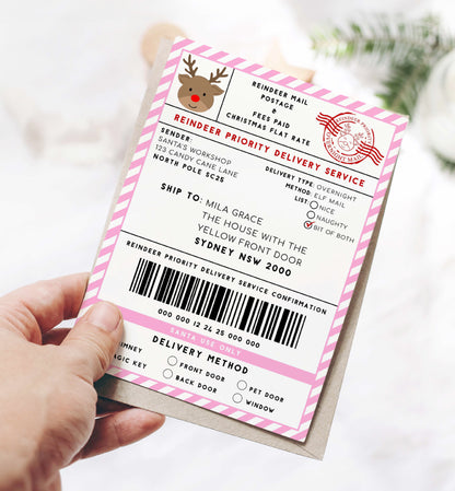 Printable Reindeer Mail North Pole Shipping Label Sticker, Christmas Special Delivery Shipping Label Template, Christmas Gift Tag