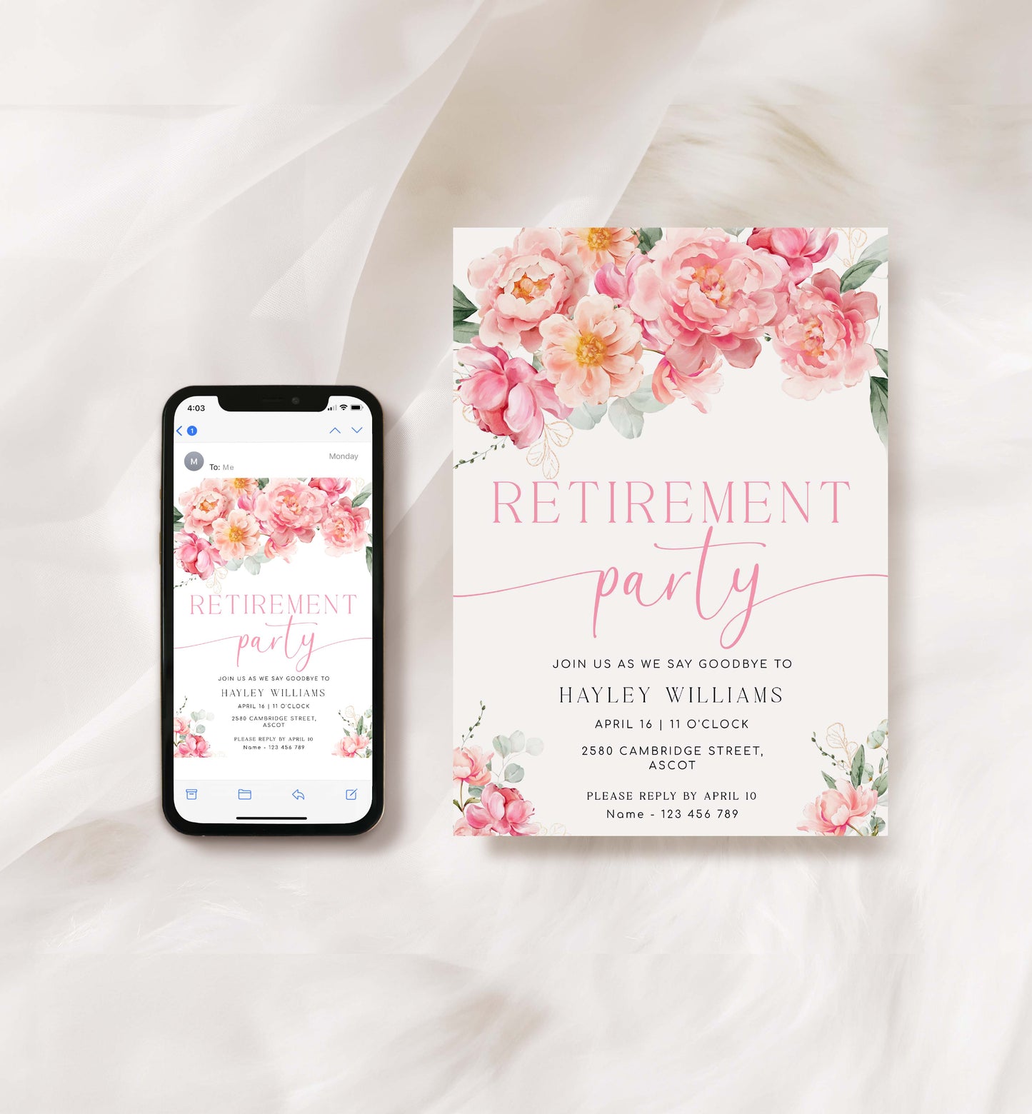 Piper White | Printable Retirement Party Invitation Template