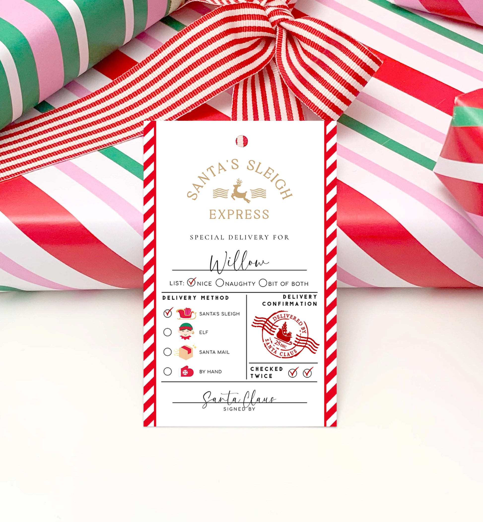 Printable Santa's Sleigh Express Gift Tag Template, Santa's Workshop Gift Tags, North Pole Express Label, Gift Tag, From Santa Gift Tag
