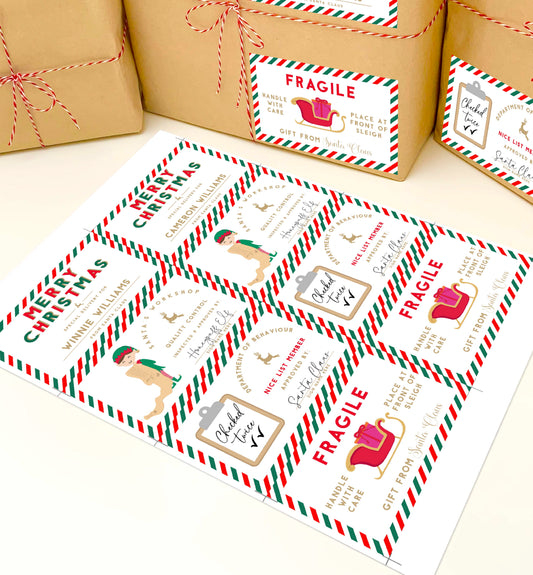 Printable Santa's Workshop Shipping Gift Tag, North Pole Postal Shipping Gift Labels, Santa Gift Tag, Christmas Postal Service Address Label