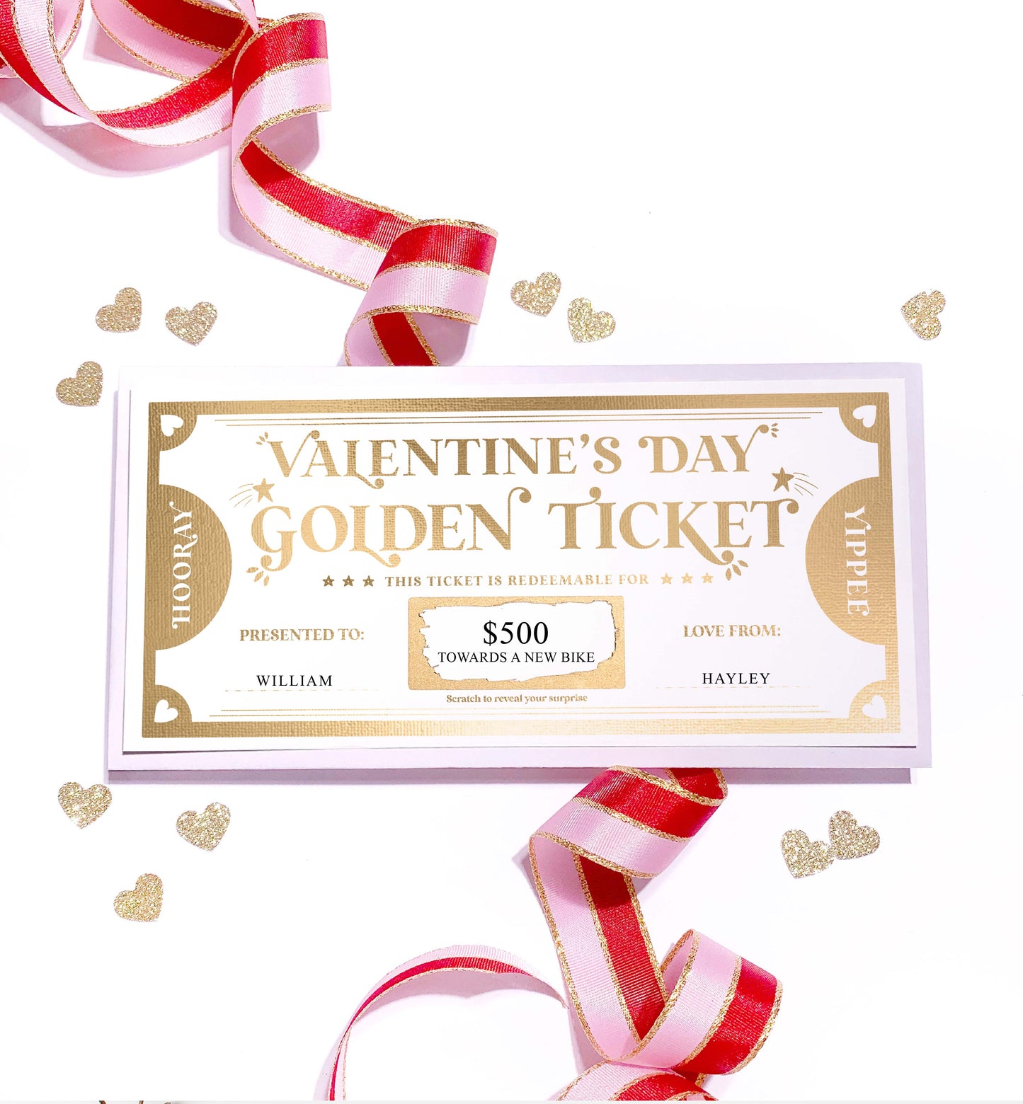 Scratch-off Valentine's Day Golden Ticket Gift Voucher