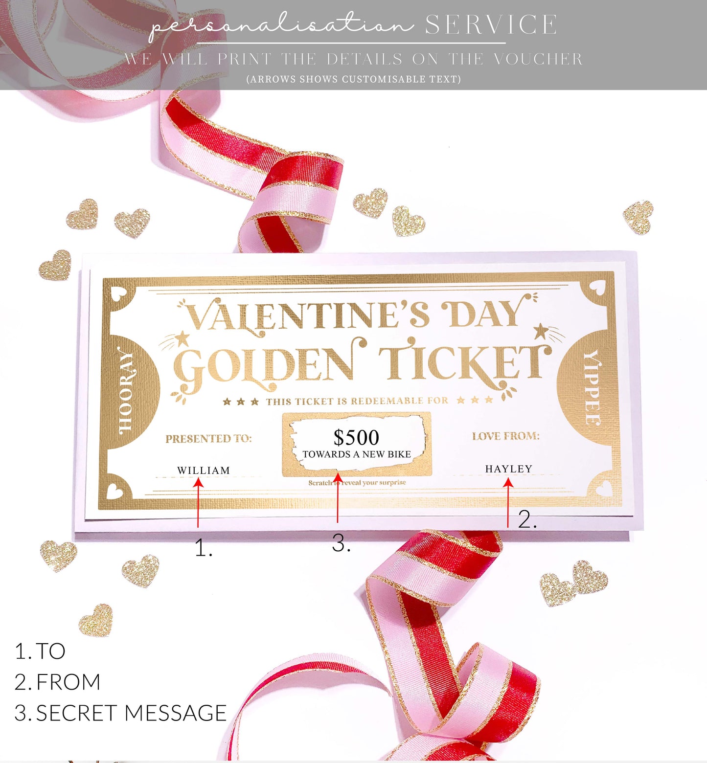 Scratch-off Valentine's Day Golden Ticket Gift Voucher