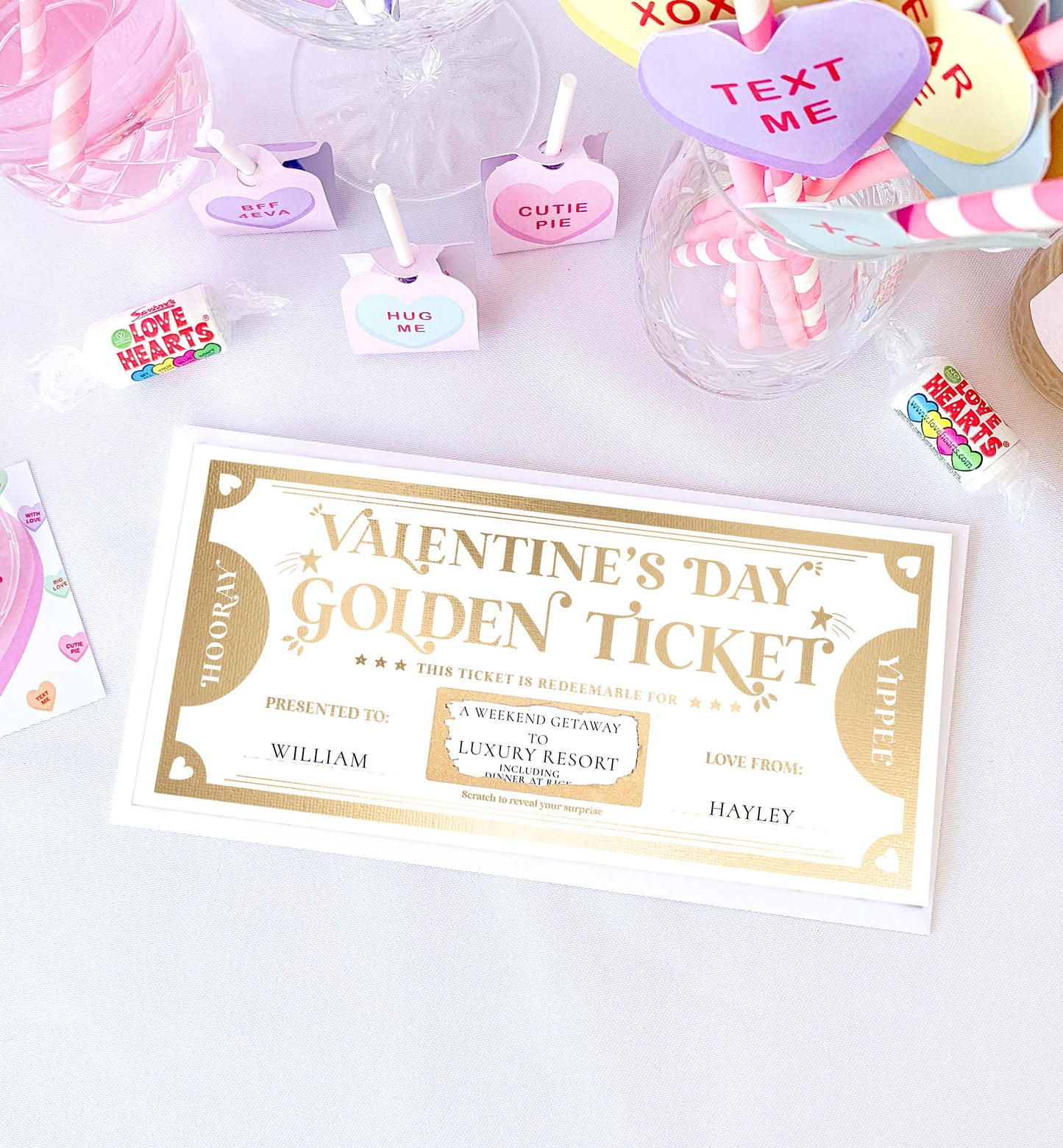 Scratch-off Valentine's Day Golden Ticket Gift Voucher