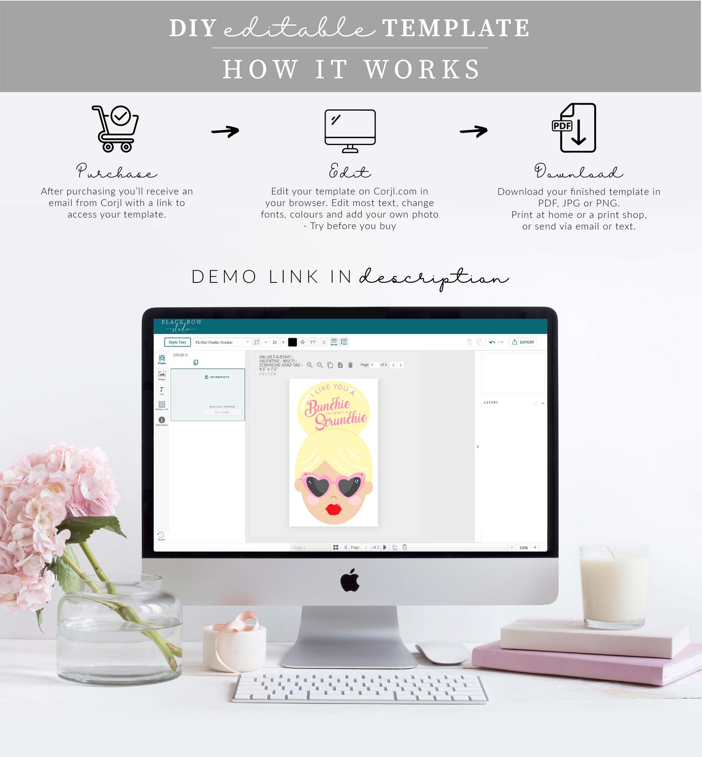 Scrunchie | Printable Valentine's Day Tag Template