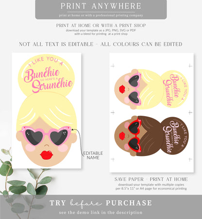 Scrunchie | Printable Valentine's Day Tag Template
