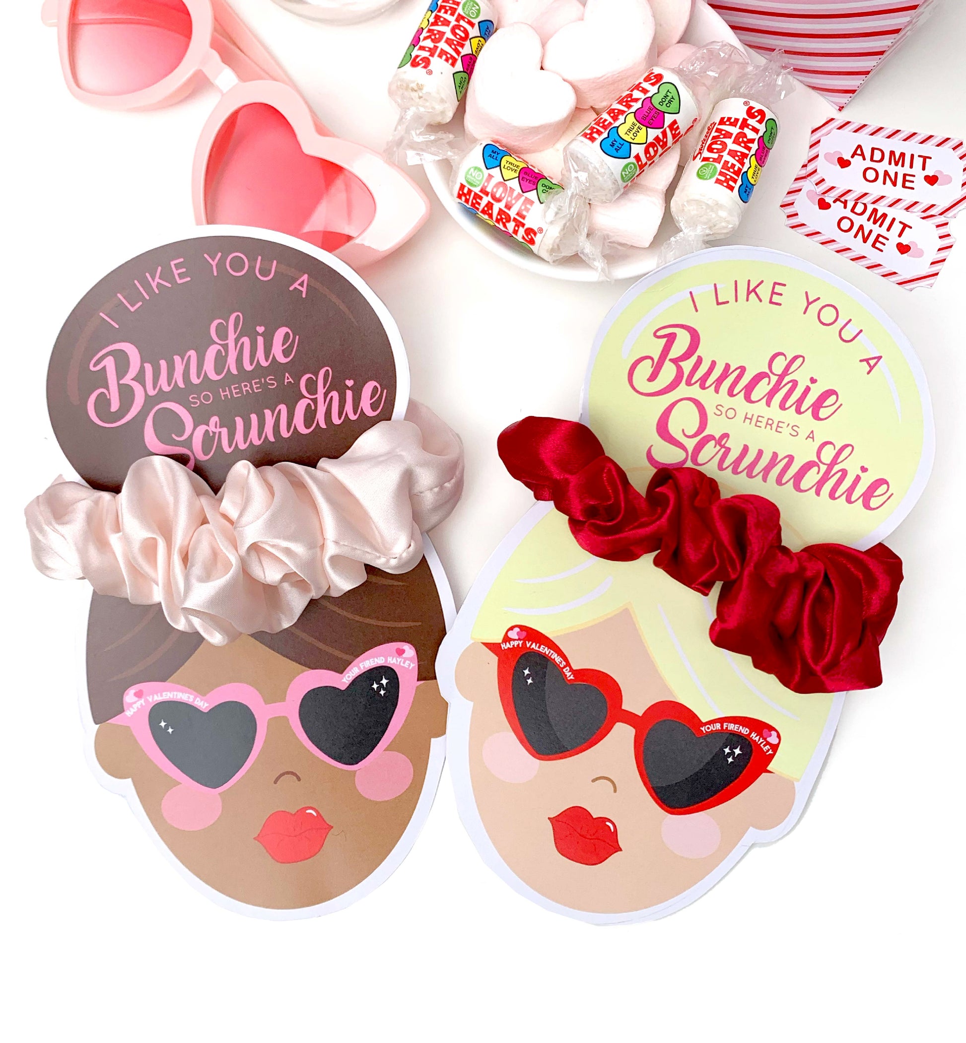 Printable Valentine's Day Scrunchie Tag Template, Valentine's Day Hair Tie Gift Tag, Classroom Valentine's Day Gift, Kids Valentine's Day