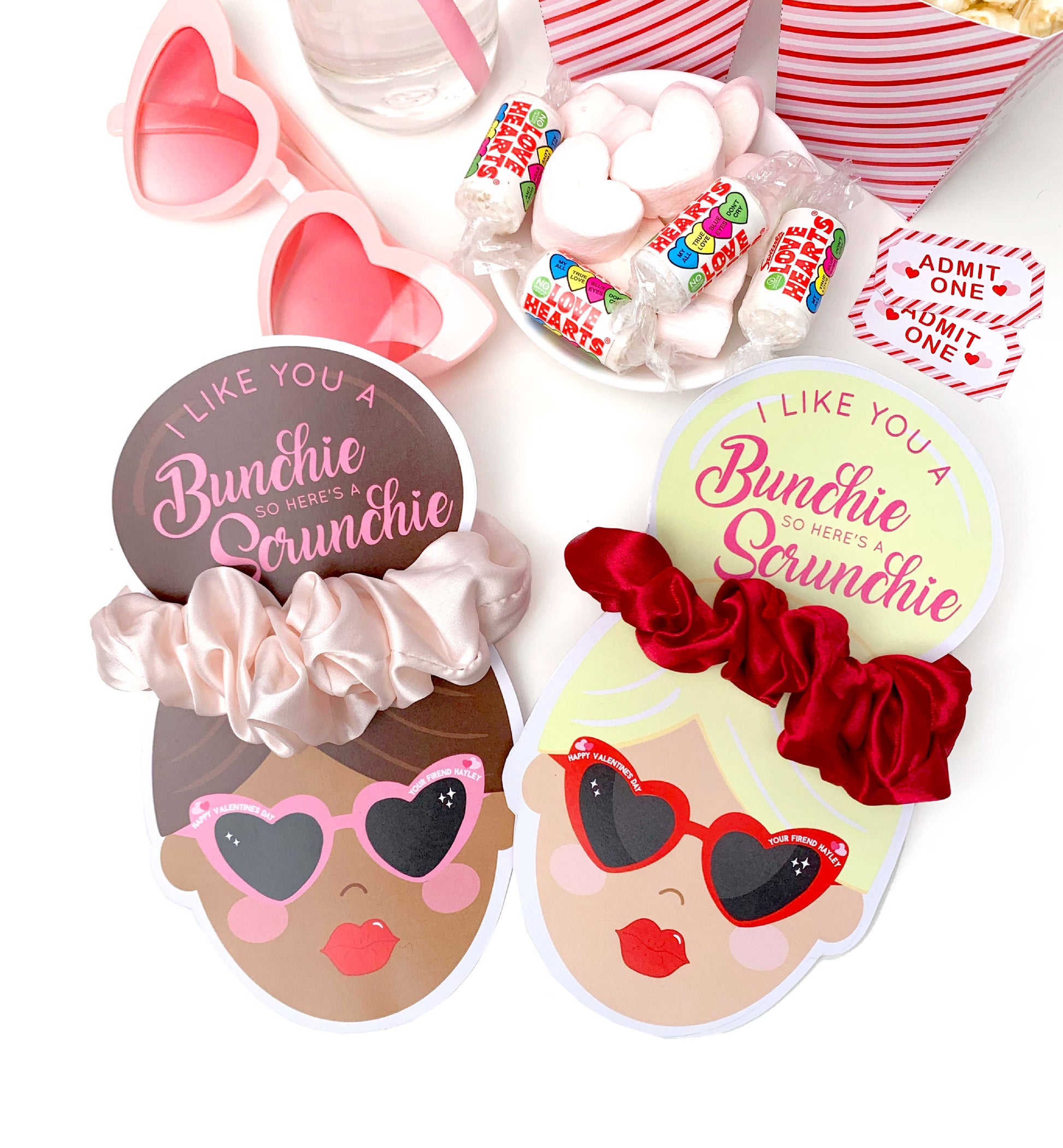 Printable Valentine's Day Scrunchie Tag Template, Valentine's Day Hair Tie Gift Tag, Classroom Valentine's Day Gift, Kids Valentine's Day