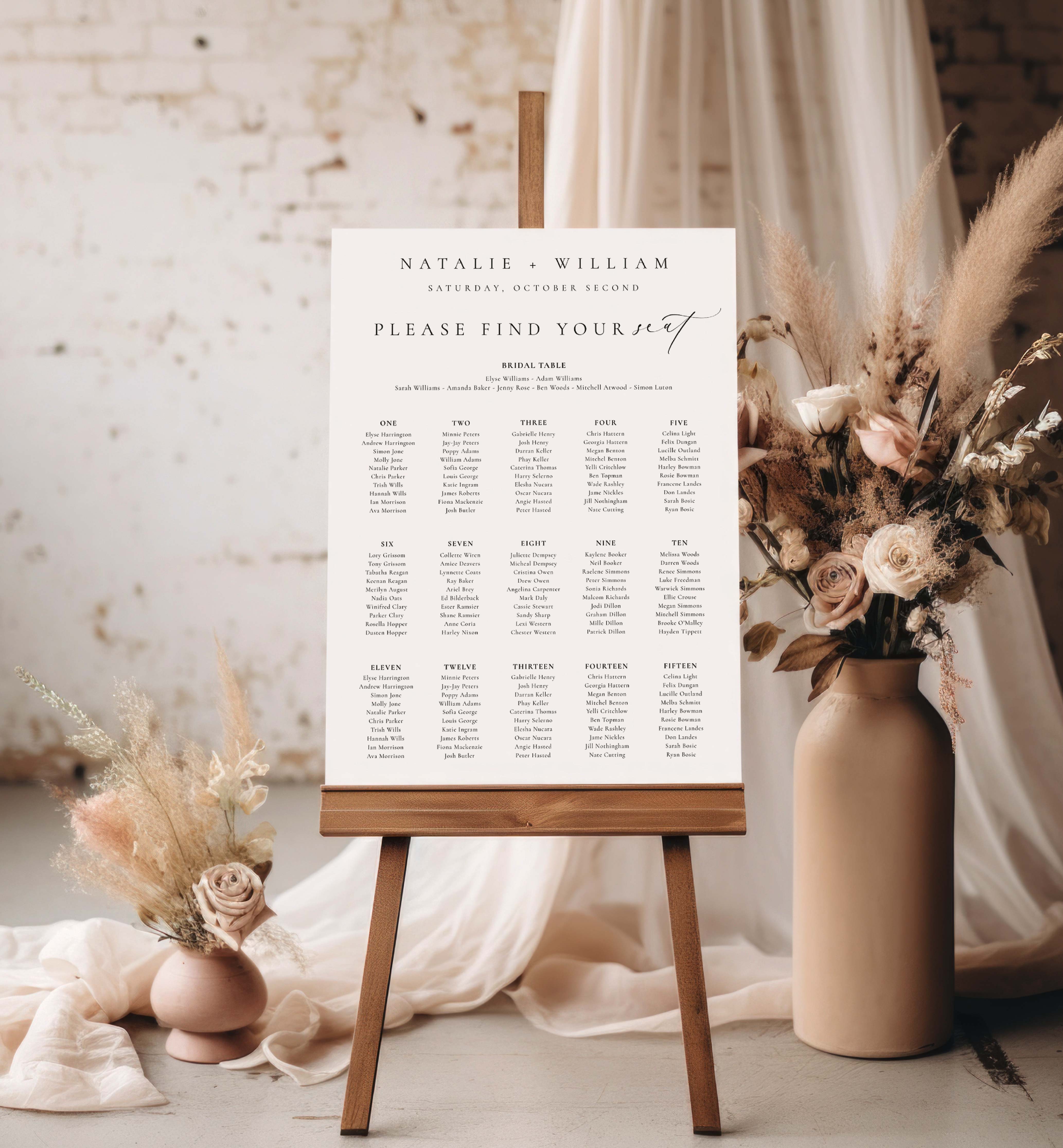 Generic Seating Chart Ellesmere White | Printable Seating Chart Template – Black Bow Studio