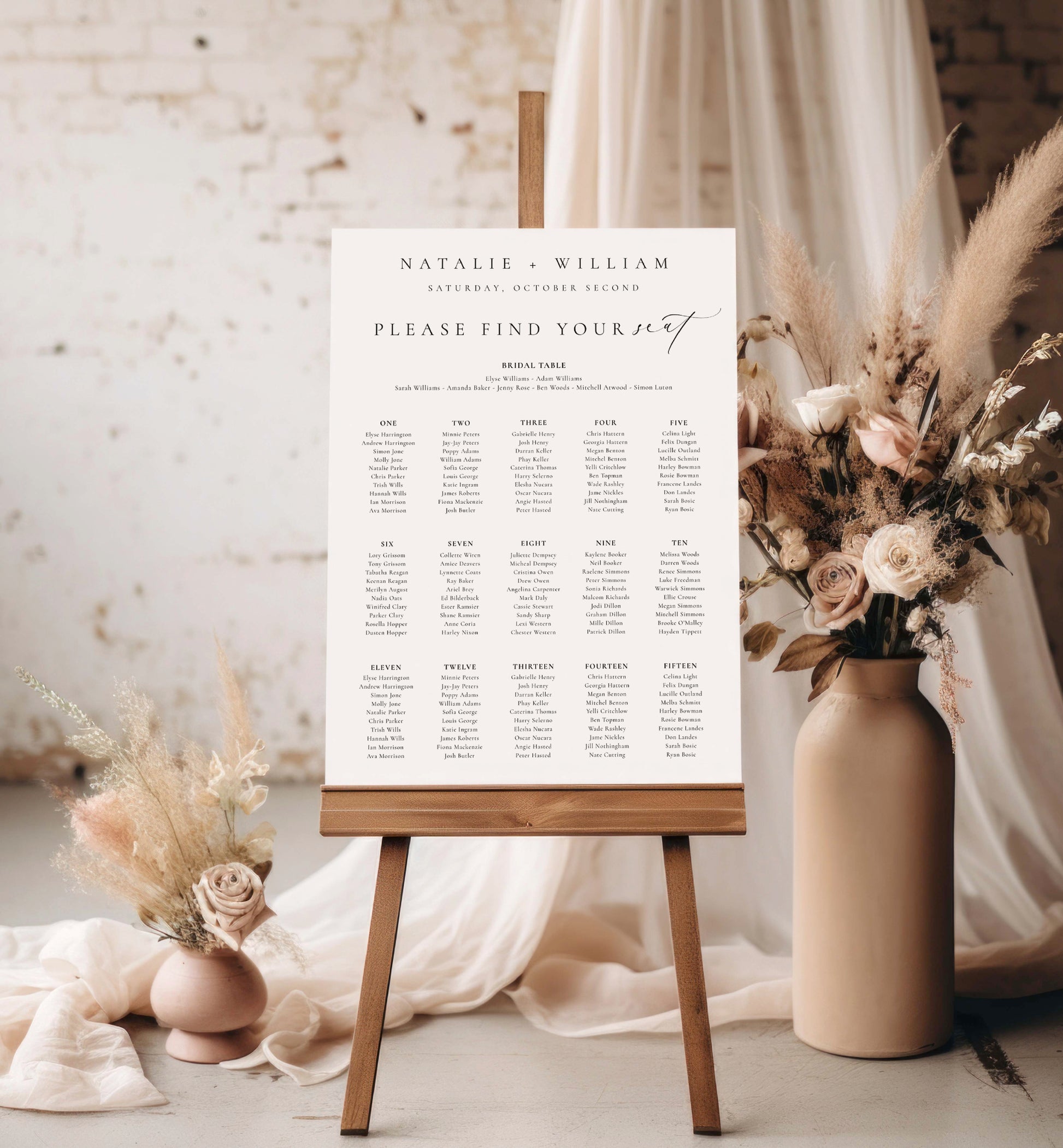 Printable Wedding Seating Chart Template, Elegant Wedding Seating Plan, Minimalist Wedding Table Plan, Seating Plan Poster, Ellesmere