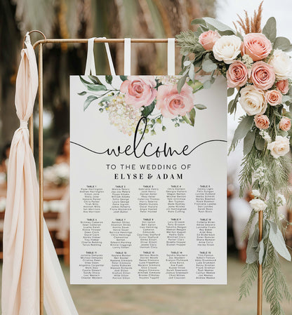 Printable Blush Floral Wedding Seating Chart, Editable Wedding Table Plan, Printable Seating Chart Template, Seating Plan Poster, Darcy